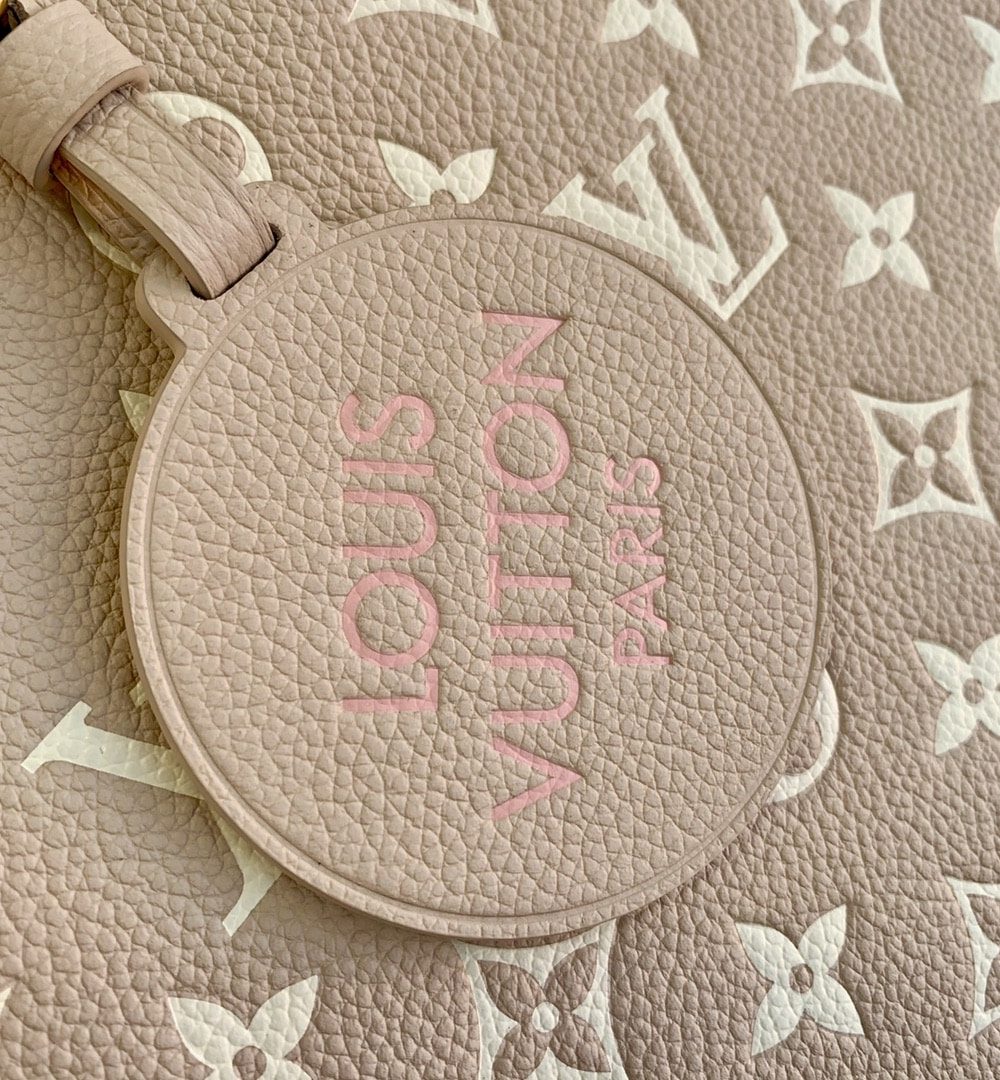 1:1 Replica Louis Vuitton LV Onthego MM Monogram Empreinte Beige/ Pink/ Yellow Luxury Bag For Women M46128 - 35cm/13.8in