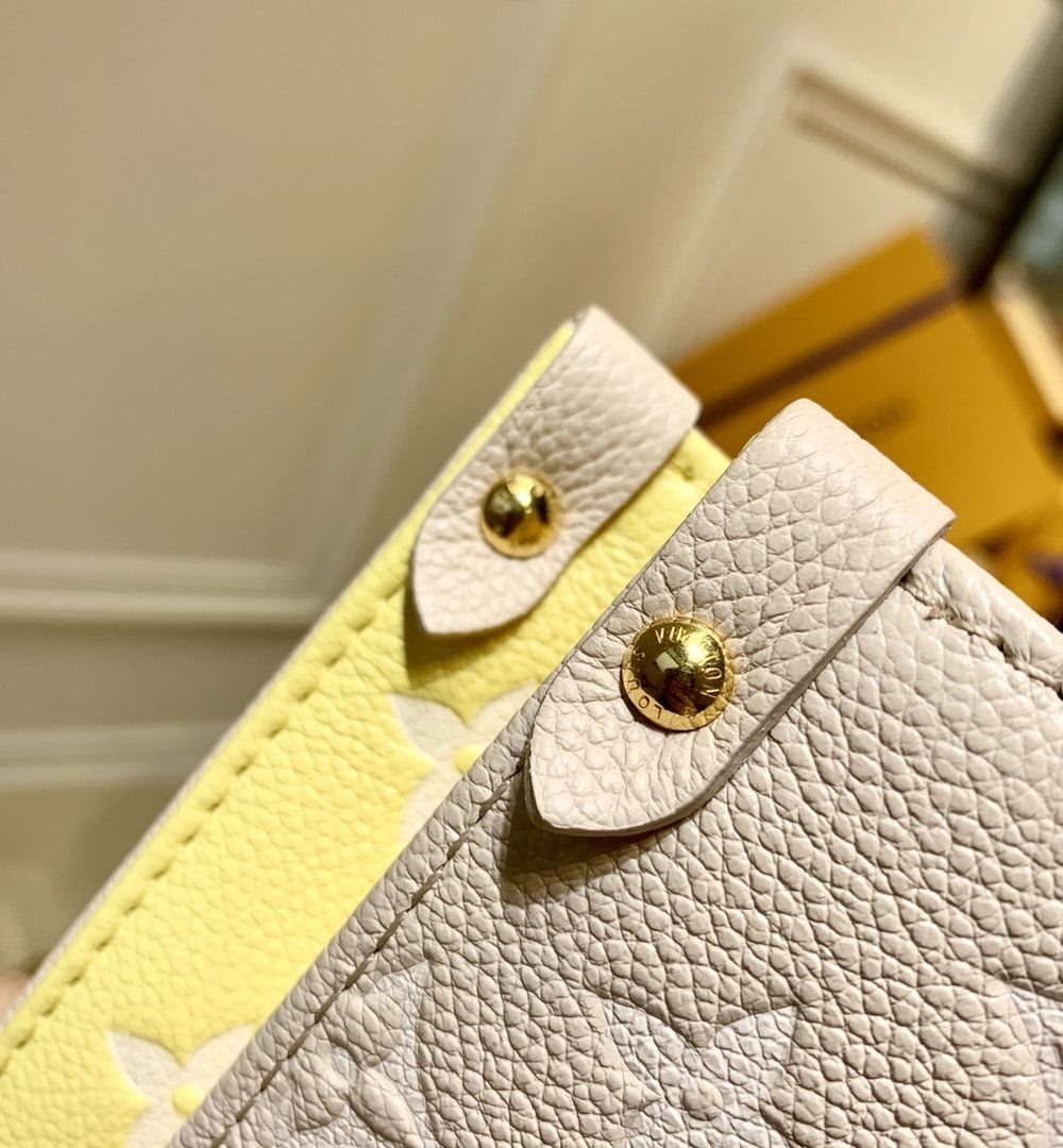 1:1 Replica Louis Vuitton LV Onthego MM Monogram Empreinte Beige/ Pink/ Yellow Luxury Bag For Women M46128 - 35cm/13.8in