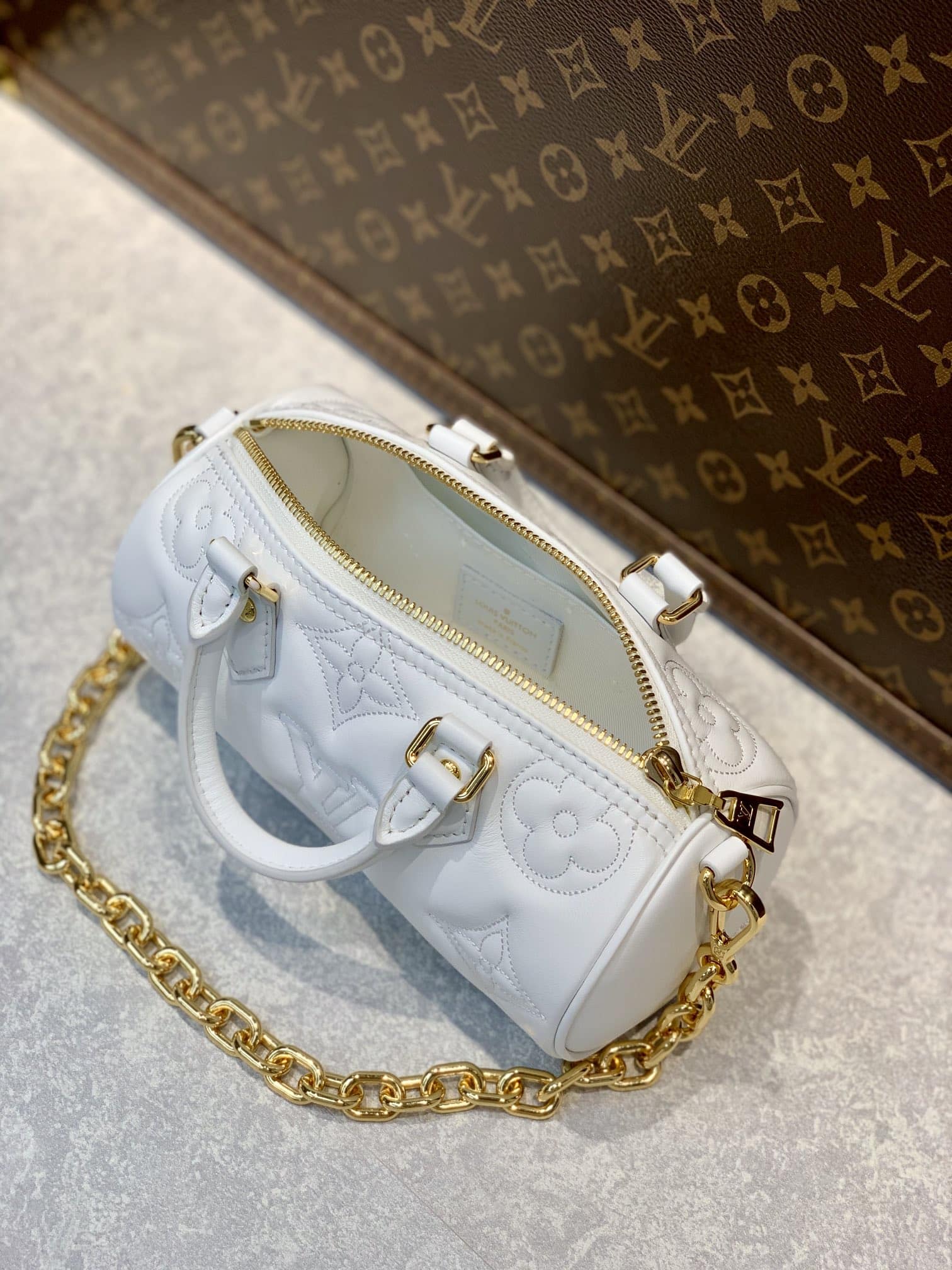 1:1 Replica Louis Vuitton LV Papillon BB Bubblegram Leather Luxury Bag For Women M59827 - 20cm - Image 5
