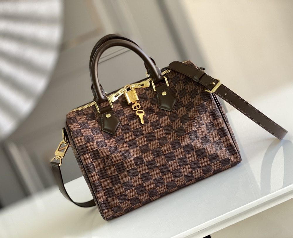 1:1 Replica Louis Vuitton LV Speedy Bandoulière 25 Damier Ebene Canvas Luxury Bag For Women N41368 - 9.8in/25cm