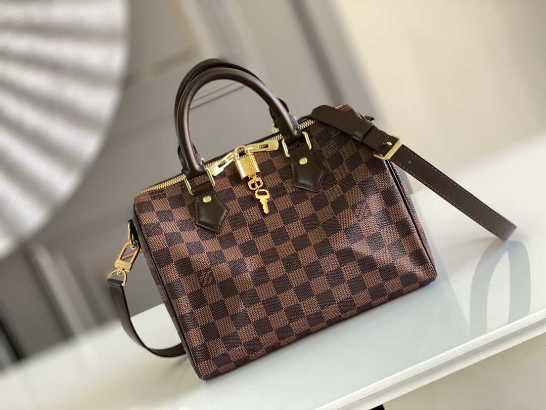 1:1 Replica Louis Vuitton LV Speedy Bandoulière 25 Damier Ebene Canvas Luxury Bag For Women N41368 - 9.8in/25cm - Image 2