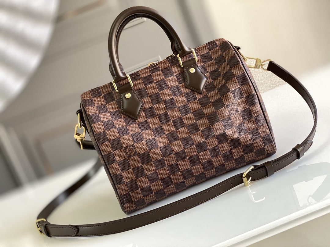 1:1 Replica Louis Vuitton LV Speedy Bandoulière 25 Damier Ebene Canvas Luxury Bag For Women N41368 - 9.8in/25cm - Image 5