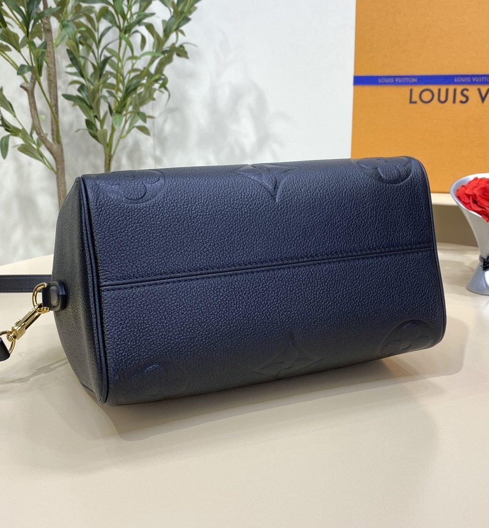 1:1 Replica Louis Vuitton LV Speedy Bandoulière 25 Monogram Empreinte Leather Luxury Bag For Women‎ M58951 Black - 9.8in/ 25cm