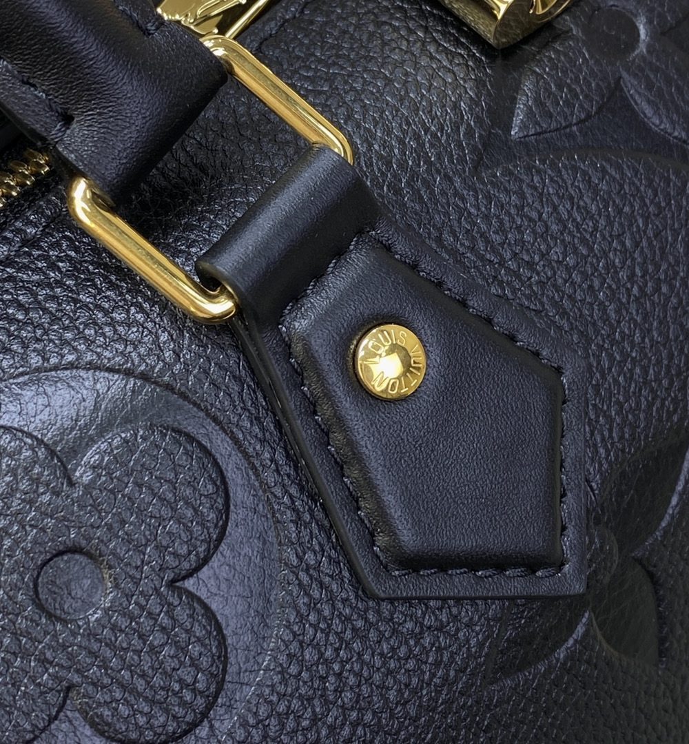 1:1 Replica Louis Vuitton LV Speedy Bandoulière 25 Monogram Empreinte Leather Luxury Bag For Women‎ M58951 Black - 9.8in/ 25cm