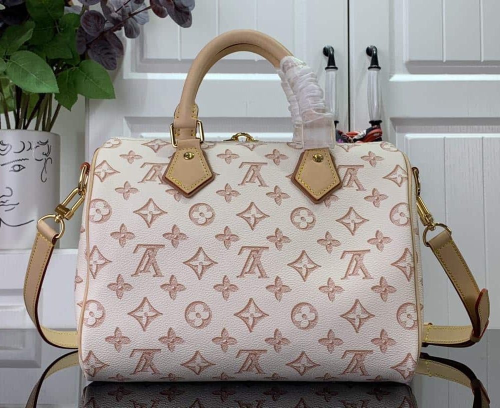 1:1 Replica Louis Vuitton LV Speedy Bandouliere 25 Monogram Pattern White Luxury Bag For Women 9.8in/25cm