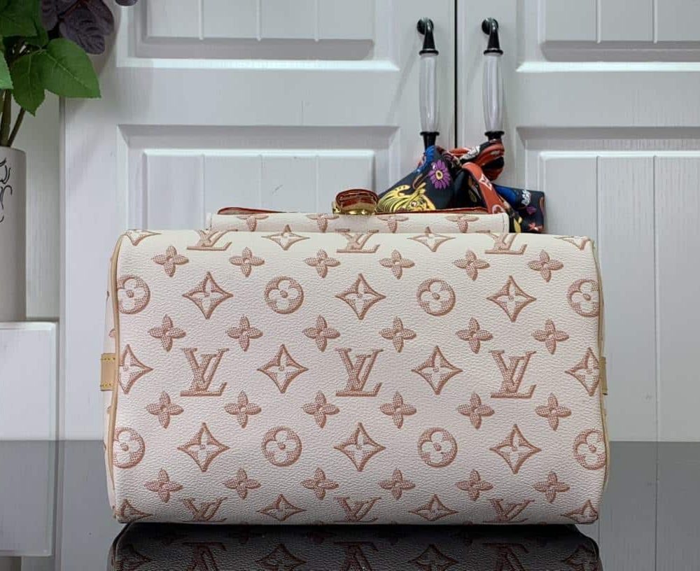 1:1 Replica Louis Vuitton LV Speedy Bandouliere 25 Monogram Pattern White Luxury Bag For Women 9.8in/25cm