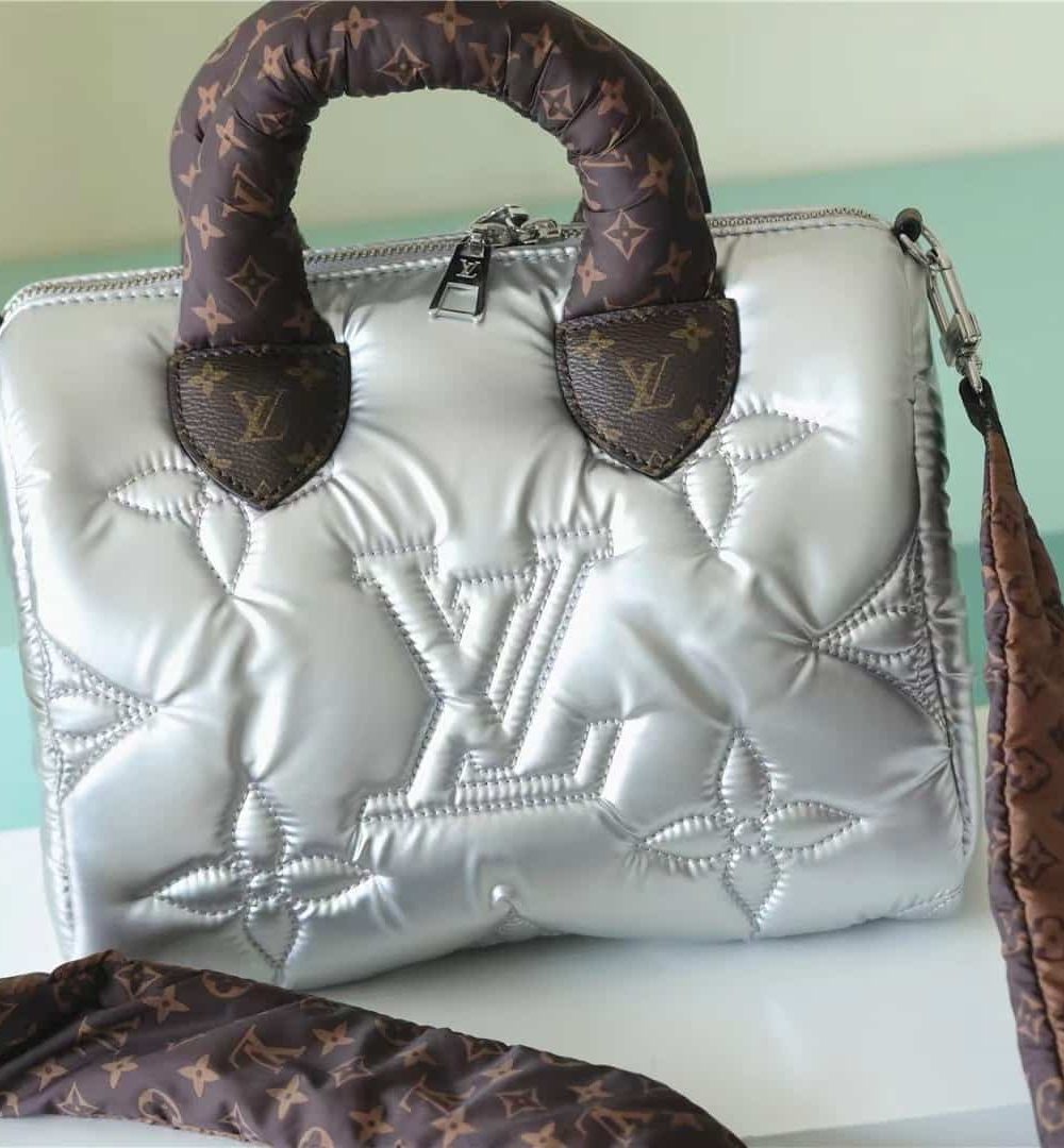 1:1 Replica Louis Vuitton LV Speedy Bandoulière 25 Sliver Tone/Blue Luxury Bag For Women‎ M20973 - 9.8in/25cm