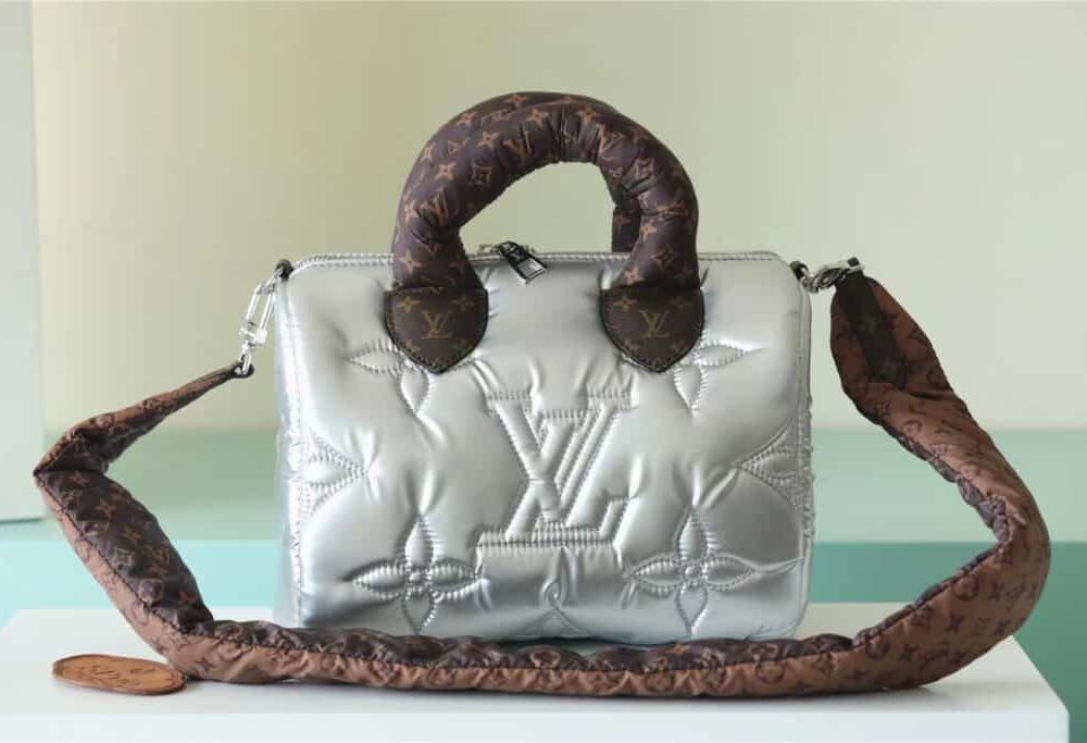 1:1 Replica Louis Vuitton LV Speedy Bandoulière 25 Sliver Tone/Blue Luxury Bag For Women‎ M20973 - 9.8in/25cm