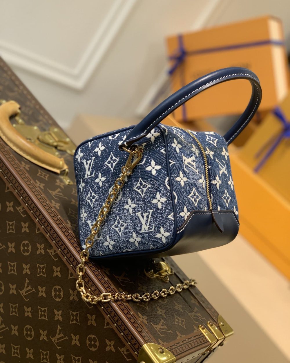 1:1 Replica Louis Vuitton LV LV Square Denim Monogram Canvas Luxury Bag For Women M59611 - 6.3in/16cm