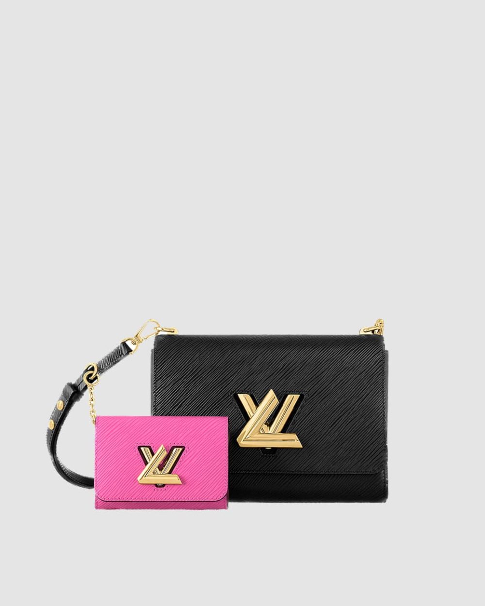 1:1 Replica Louis Vuitton LV Twist MM Epi Leather Luxury Bag For Women Black / Fuchsia M59885 - 9.1in/23cm