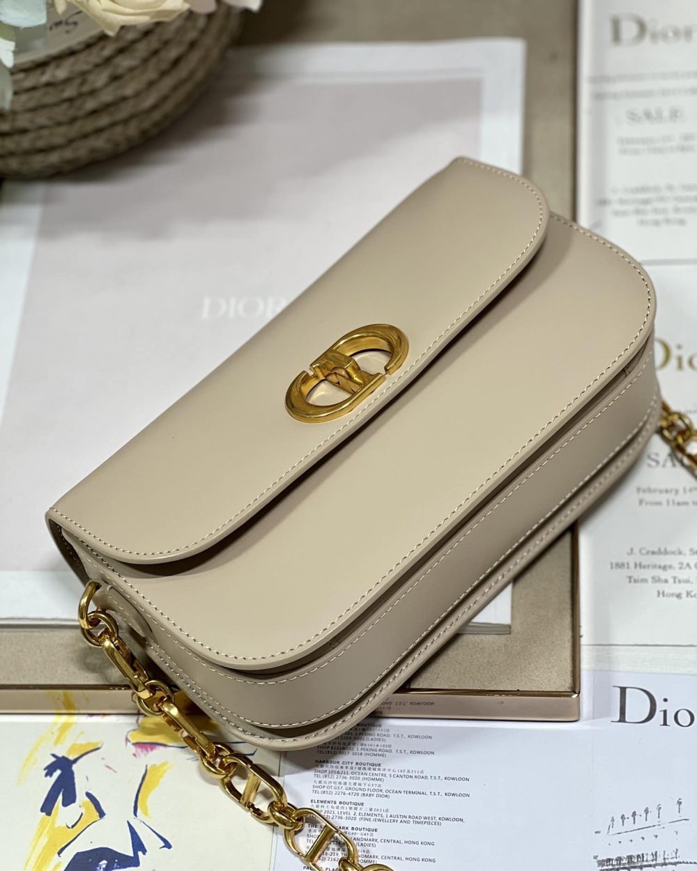 1:1 Replica 30 Montaigne Avenue Bag Black/White/Blue/Beige/Light Pink For Women 9 in/ 22.5cm M9260UMOA_M900