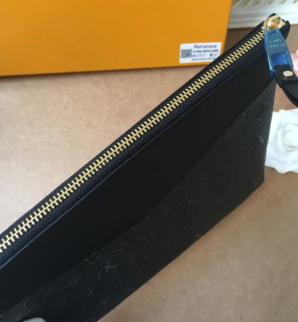 1:1 Replica Louis Vuitton Pochette Melanie MM Monogram Empreinte Black For Women, Women's Wallets 11.6in/29.5cm LV