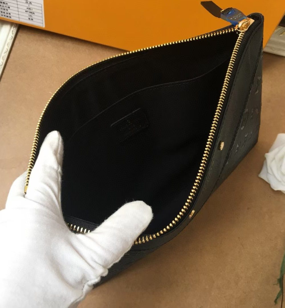 1:1 Replica Louis Vuitton Pochette Melanie MM Monogram Empreinte Black For Women, Women's Wallets 11.6in/29.5cm LV