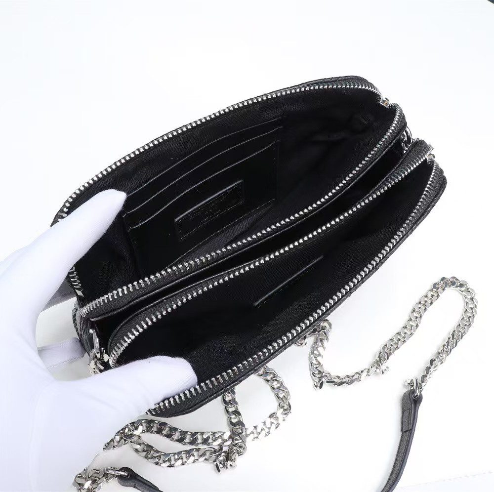 [REP 1:1] Saint Laurent Becky Double-Zip Pouch Black For Women 7.5in/19cm YSL