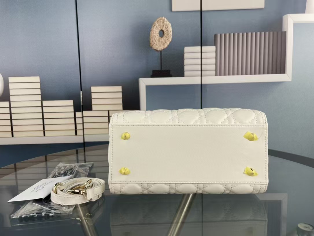 1:1 Replica Christian Dior Medium Lady Dior Bag Hardware White For Women 24cm/9in CD - Image 3