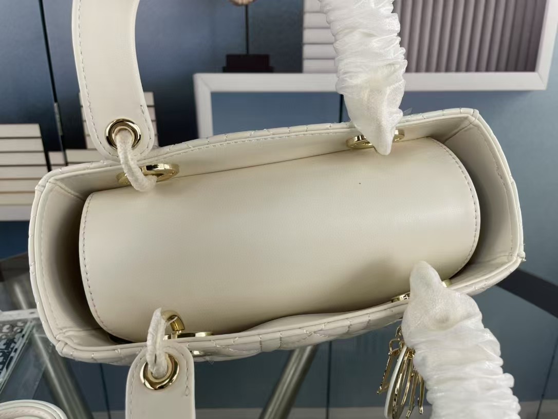 1:1 Replica Christian Dior Medium Lady Dior Bag Hardware White For Women 24cm/9in CD - Image 6