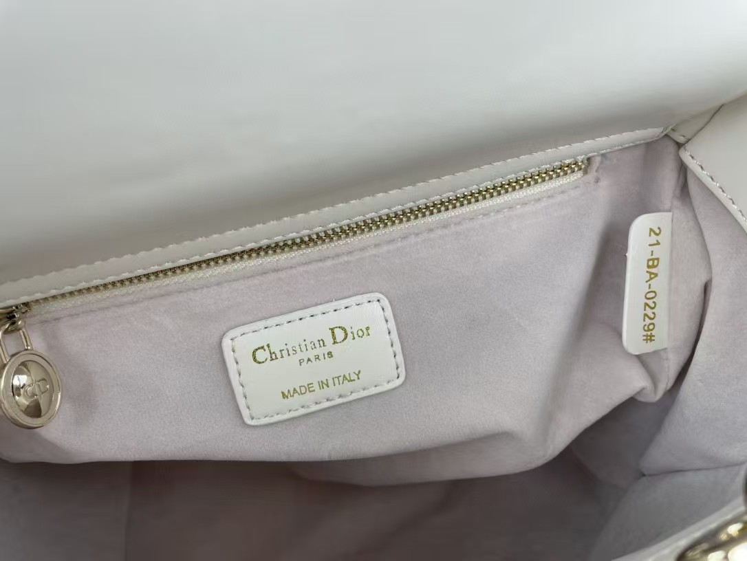 1:1 Replica Christian Dior Medium Lady Dior Bag Hardware White For Women 24cm/9in CD - Image 7
