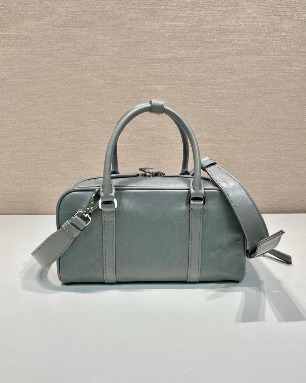 Antique Nappa Multi-Pocket Top-Handle Bag In Grey/Black For Women 9.5 in/ 24cm 1BB099_UVL_F0480_V_T2O