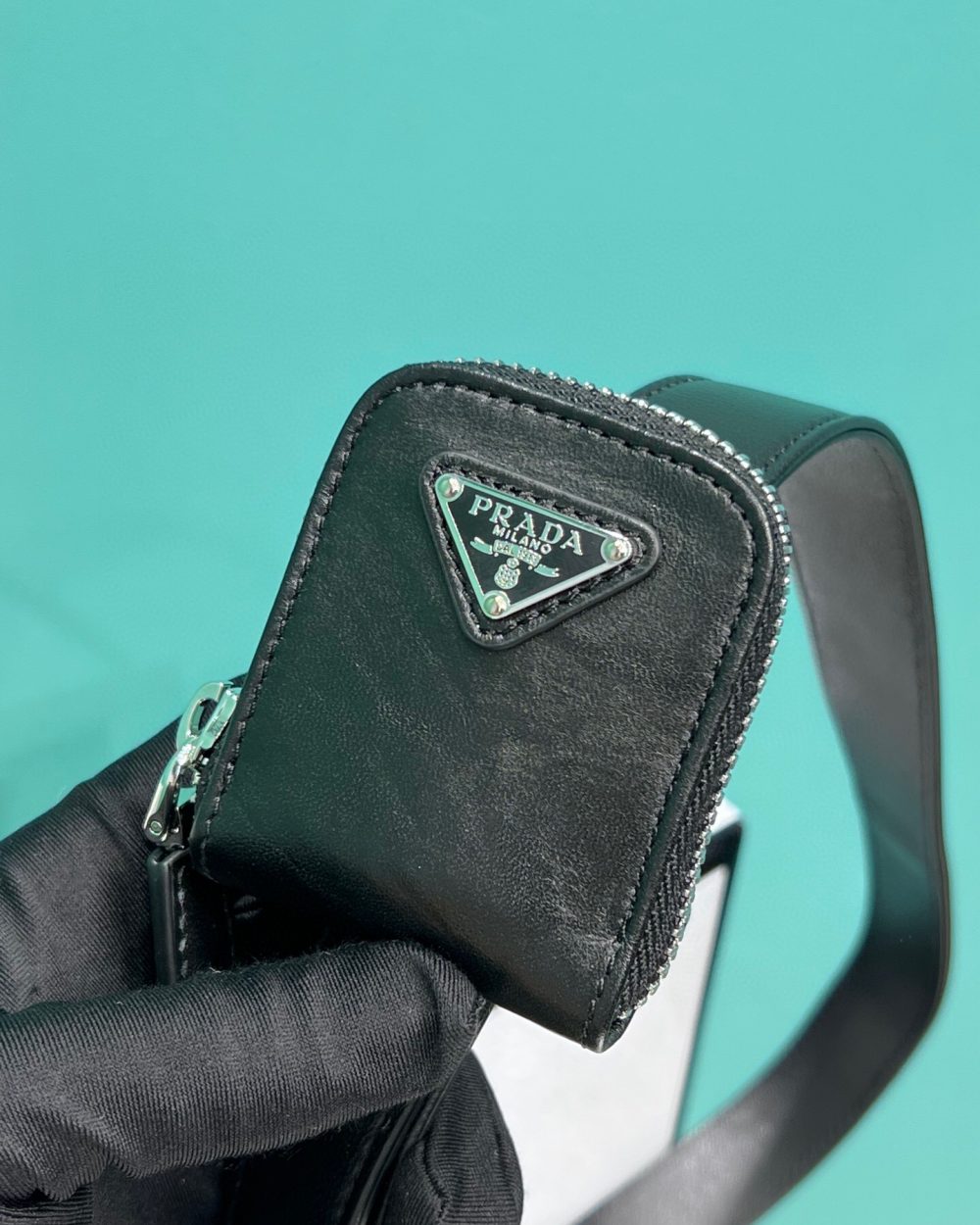 Antique Nappa Multi-Pocket Top-Handle Bag In Grey/Black For Women 9.5 in/ 24cm 1BB099_UVL_F0480_V_T2O