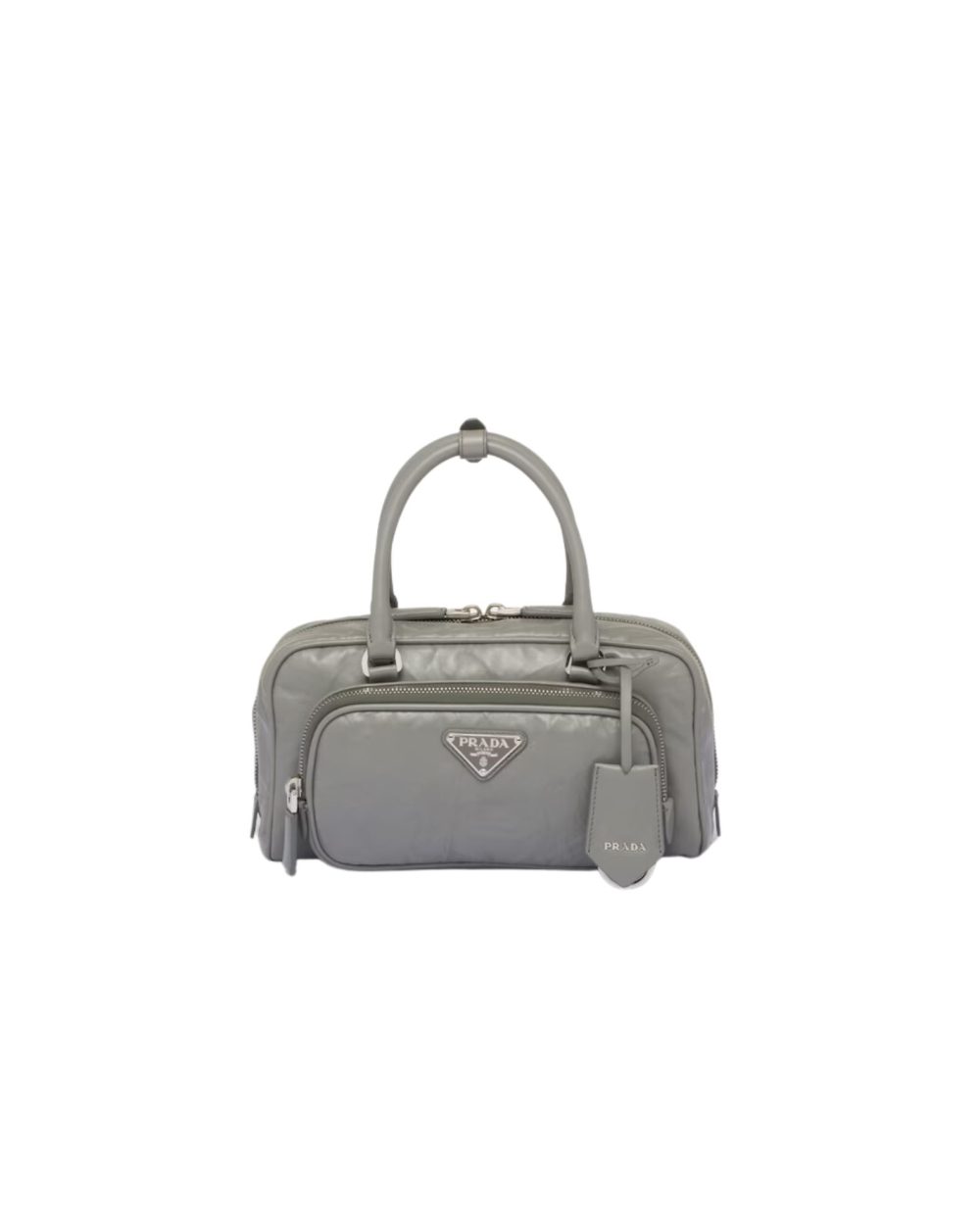Antique Nappa Multi-Pocket Top-Handle Bag In Grey/Black For Women 9.5 in/ 24cm 1BB099_UVL_F0480_V_T2O