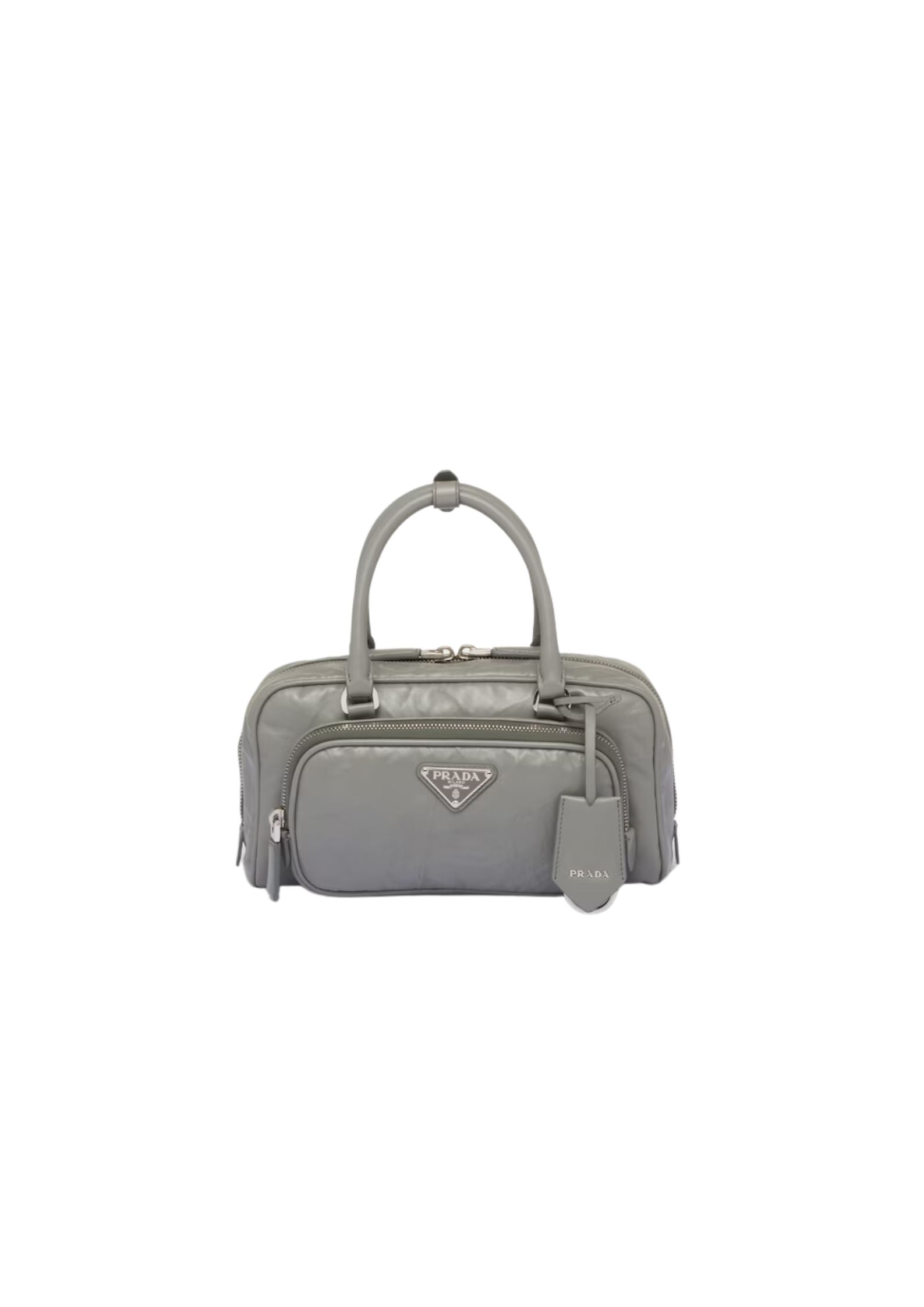 Antique Nappa Multi-Pocket Top-Handle Bag In Grey/Black For Women 9.5 in/ 24cm 1BB099_UVL_F0480_V_T2O