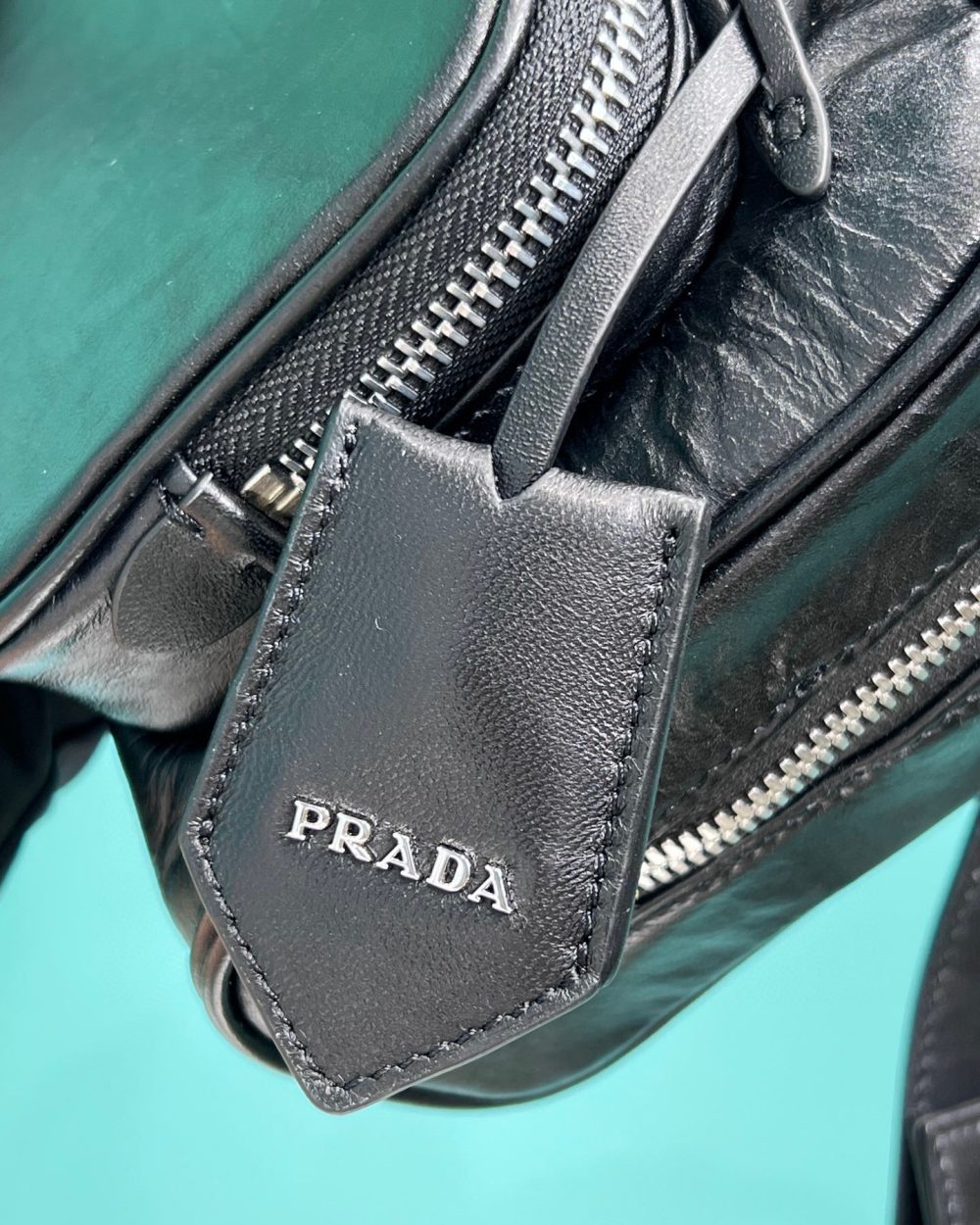 Antique Nappa Multi-Pocket Top-Handle Bag In Grey/Black For Women 9.5 in/ 24cm 1BB099_UVL_F0480_V_T2O