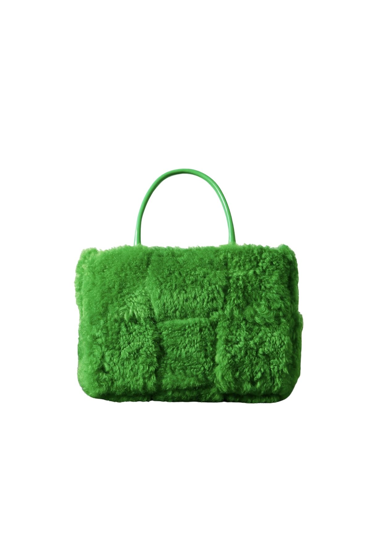 Arco Small Trimmed Intrecciato Shearling Tote Green For Women 17411127377168917