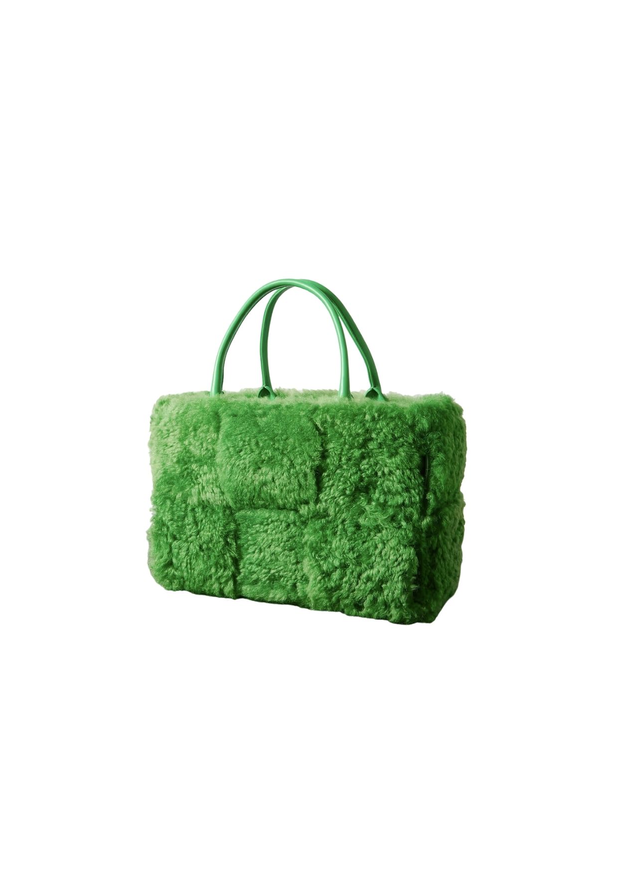 Arco Small Trimmed Intrecciato Shearling Tote Green For Women 17411127377168917 - Image 2