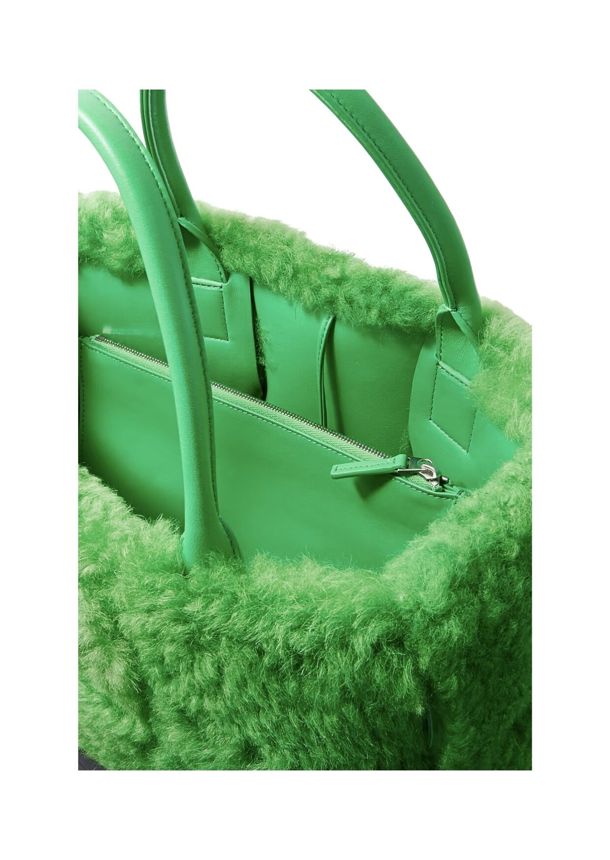 Arco Small Trimmed Intrecciato Shearling Tote Green For Women 17411127377168917 - Image 3