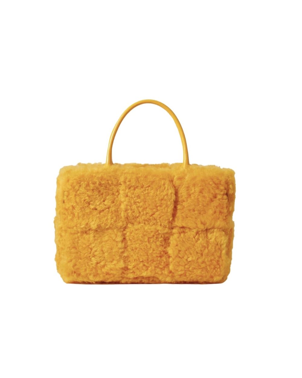 Arco Small Trimmed Intrecciato Shearling Tote Yellow For Women 17411127377168821