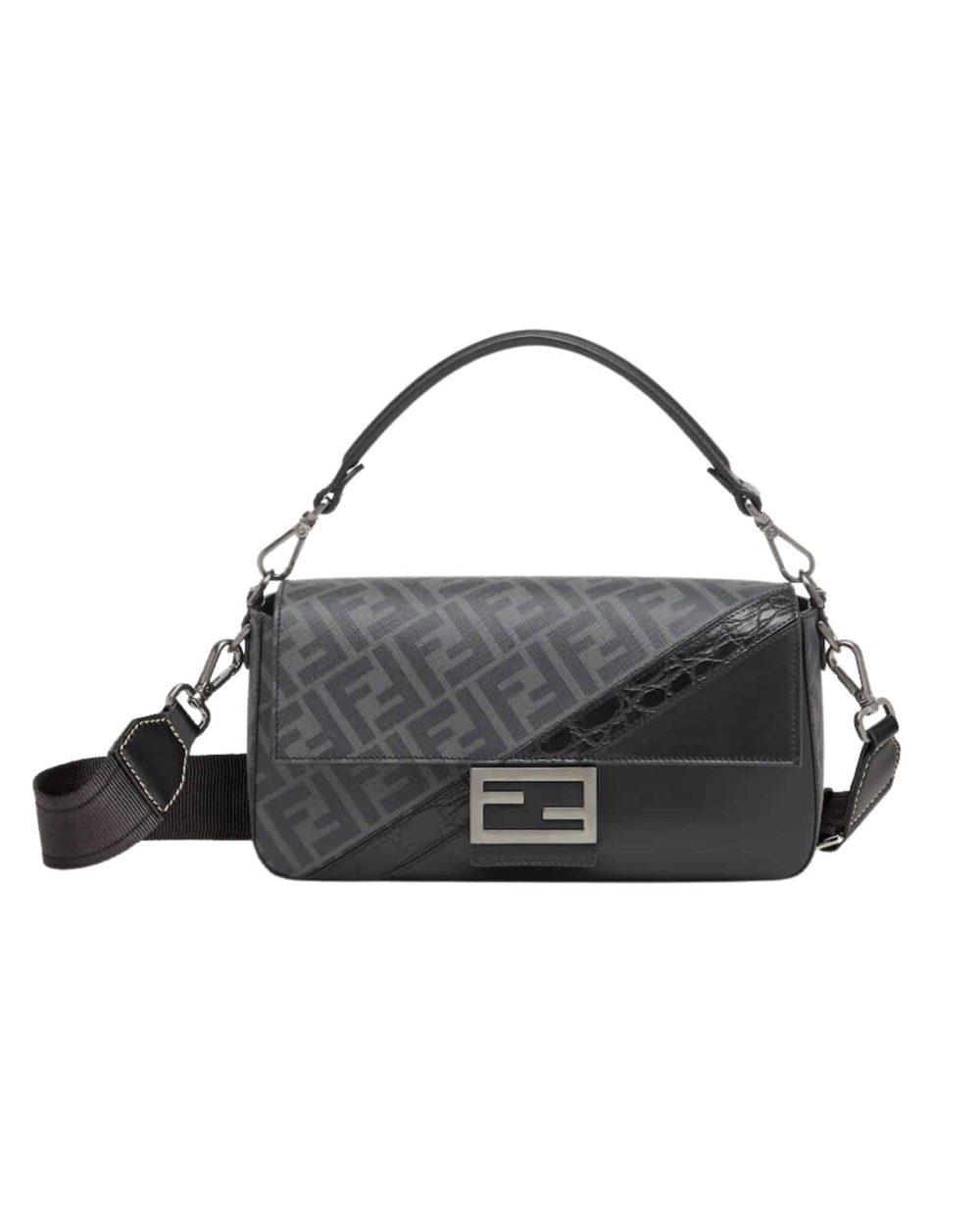 1:1 Replica Baguette FF Fabric And Exotic Bag Black For Women 10.5 in/27cm 7VA572ALWIF1DYM