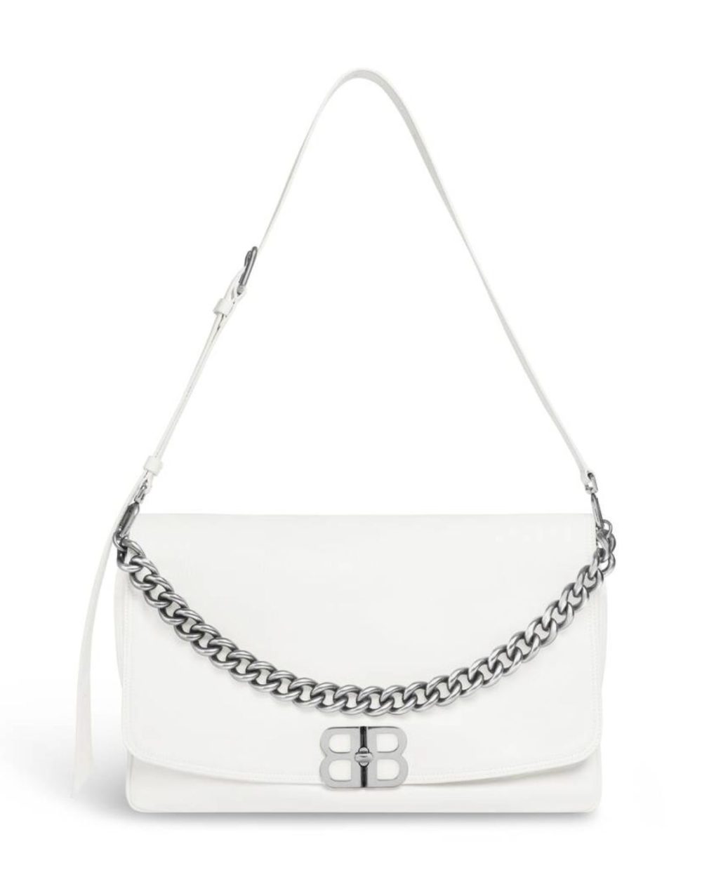 Balenciaga BB Soft Large Flap Bag White/Black For Women 14.2in/36cm 7484882AAIY9001
