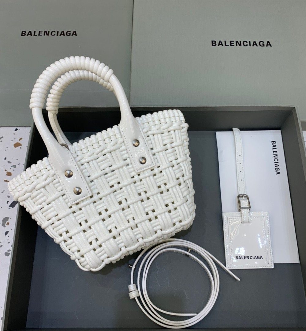 Balenciaga Bistro XS Basket With Strap In White, For Women, Women's Bags 16.1in/41cm 6713422IE3Y9000