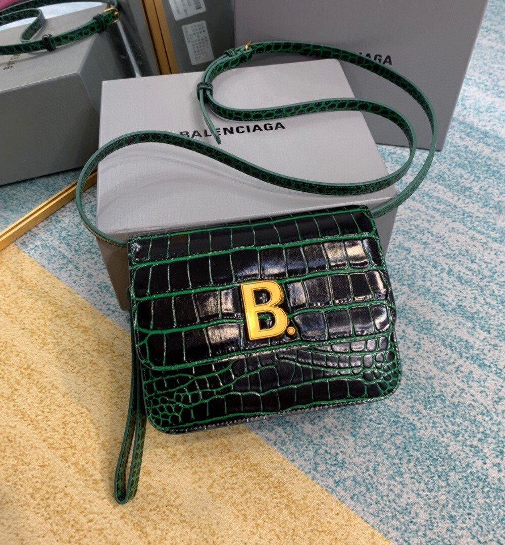 Balenciaga Bolso Bandolera B In Dark Green, For Women, Women's Bags 7in/18cm