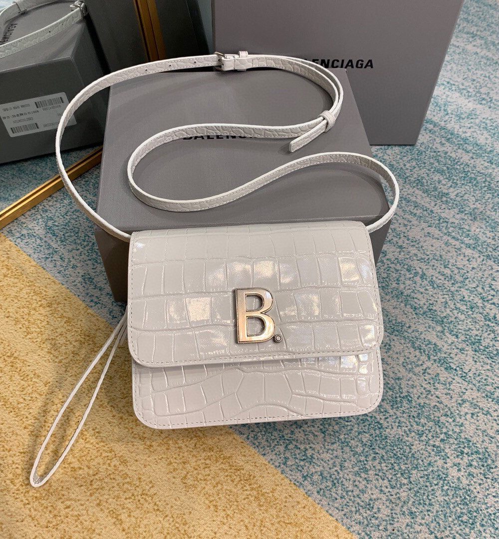 Balenciaga Bolso Bandolera B In White, For Women, Women's Bags 7in/18cm