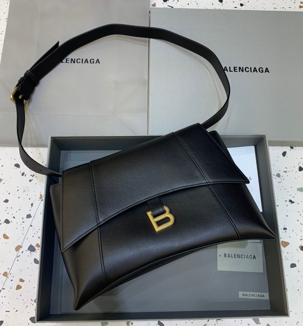 Balenciaga Downtown Medium Shoulder Bag In Black, For Women, Women's Bags 12.6in/32cm
