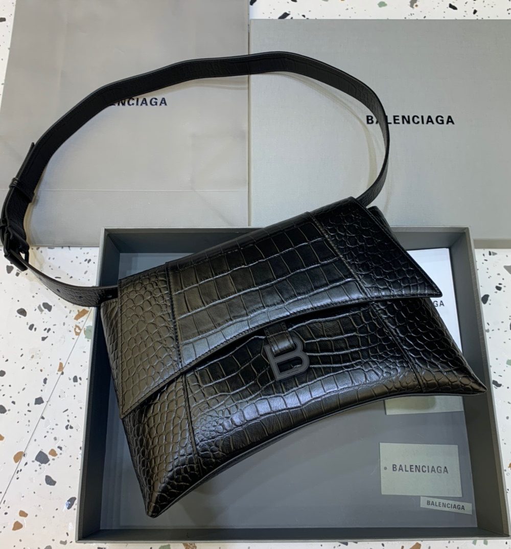 Balenciaga Downtown Medium Shoulder Bag In Black, For Women, Women's Bags 12.6in/32cm
