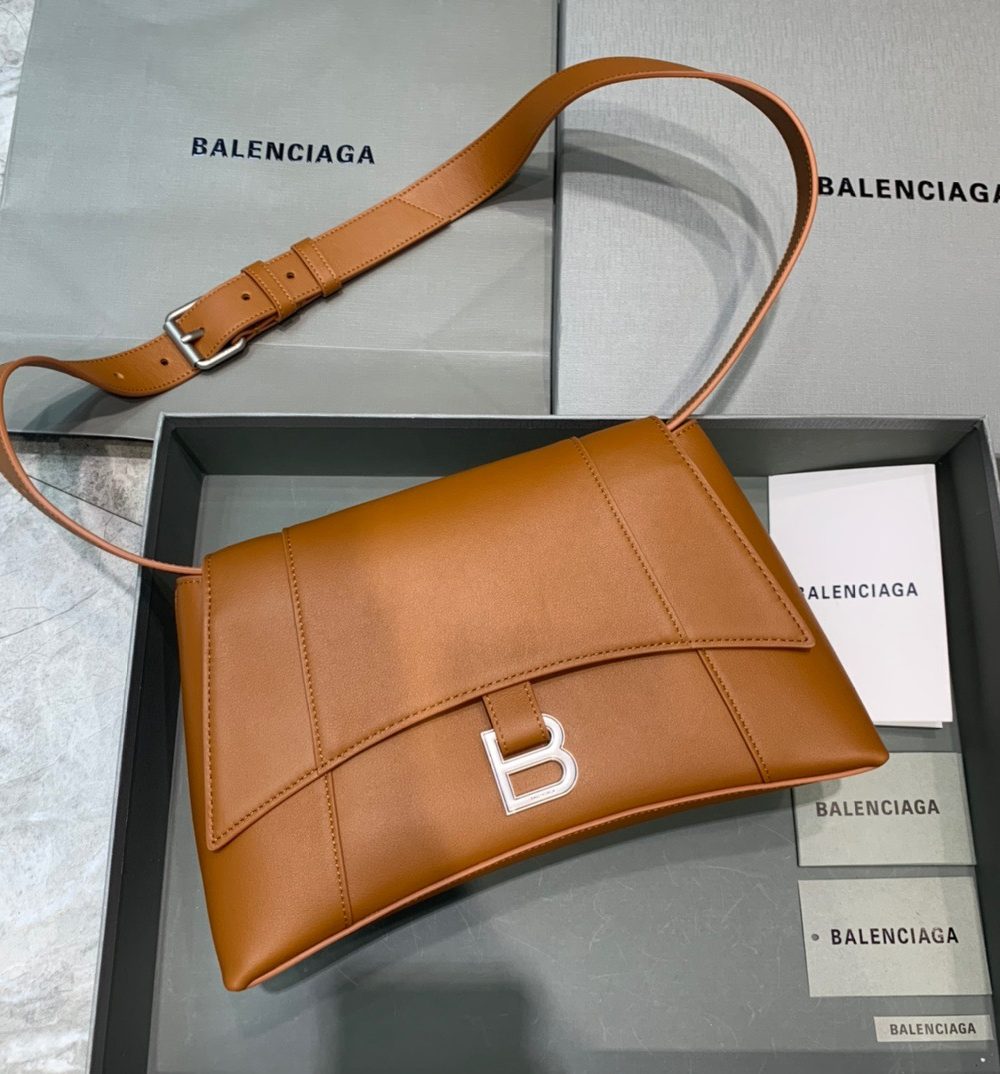 Balenciaga Downtown Small Shoulder Bag In Brown, For Women, Women's Bags 11.8in/30cm