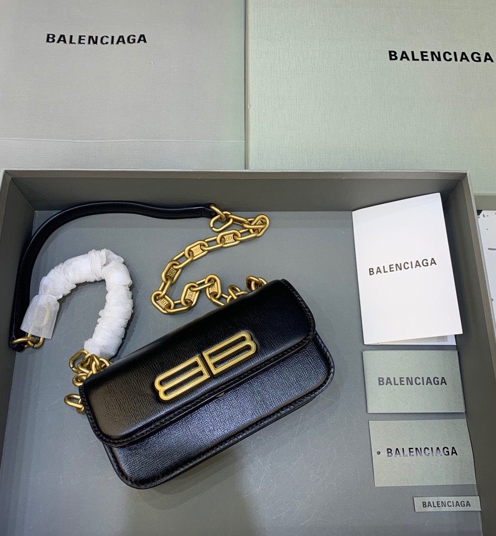 Balenciaga Gossip Small On Chain Shoulder Bag Black, For Women, Women's Bags 7.4in/19cm