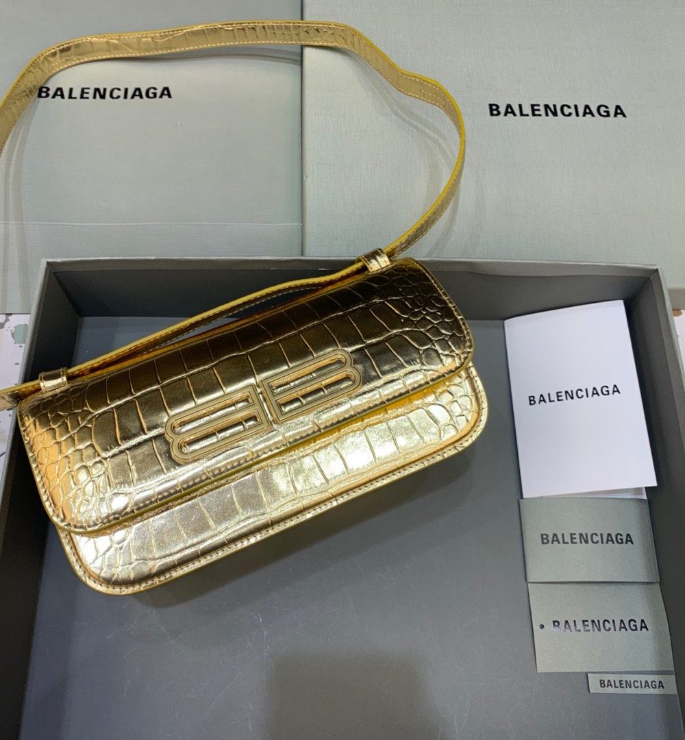 Balenciaga Gossip Small Shoulder Bag Gold, For Women, Women's Bags 9.1in/23cm