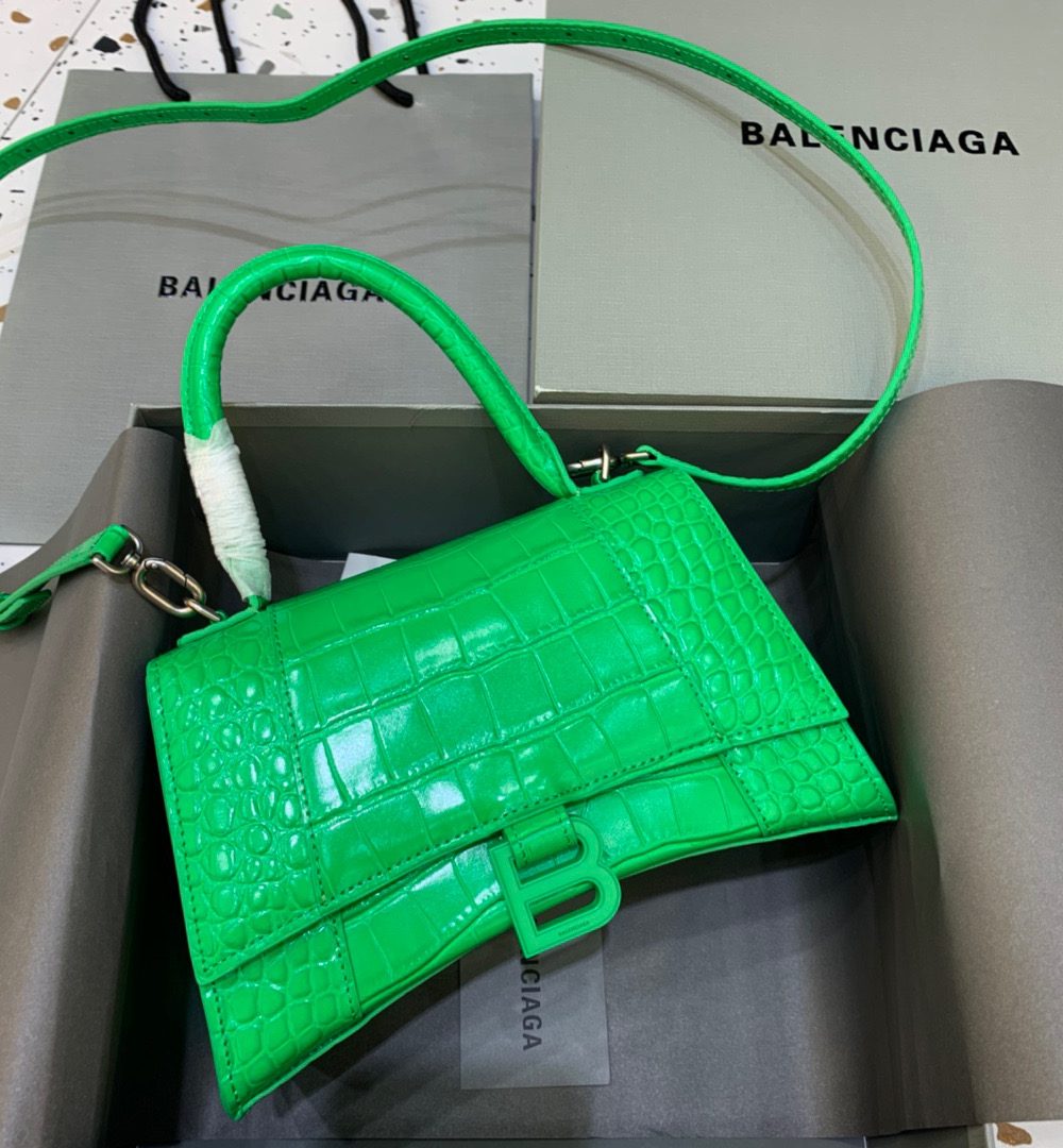 Balenciaga Hourglass Small Handbag In Bright Green, For Women, Women's Bags 9in/23cm