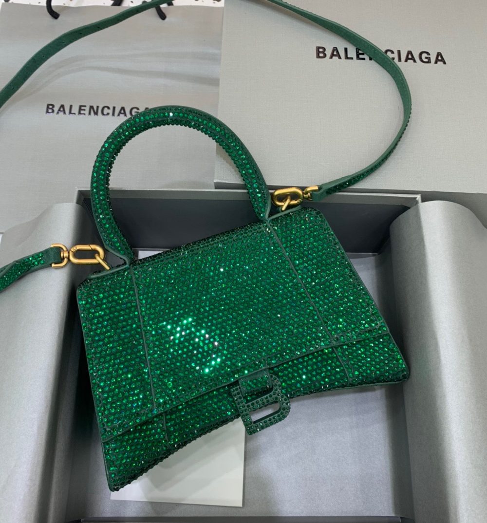 Balenciaga Hourglass Small Handbag In Green, For Women, Women's Bags 9in/23cm