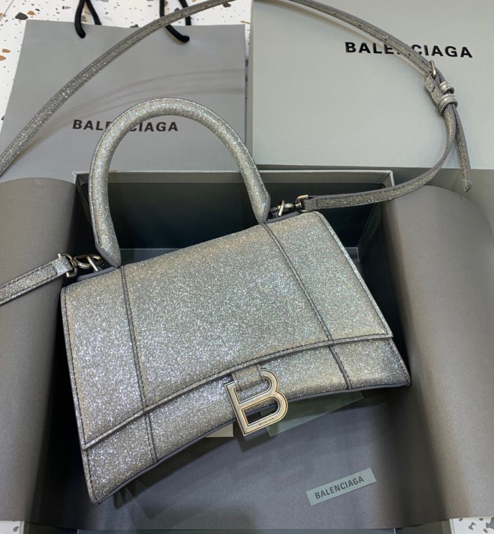 Balenciaga Hourglass Small Handbag In Grey, For Women, Women's Bags 9in/23cm