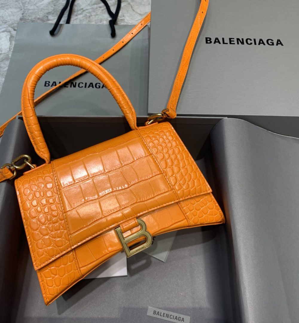 Balenciaga Hourglass Small Handbag In Orange, For Women, Women's Bags 9in/23cm