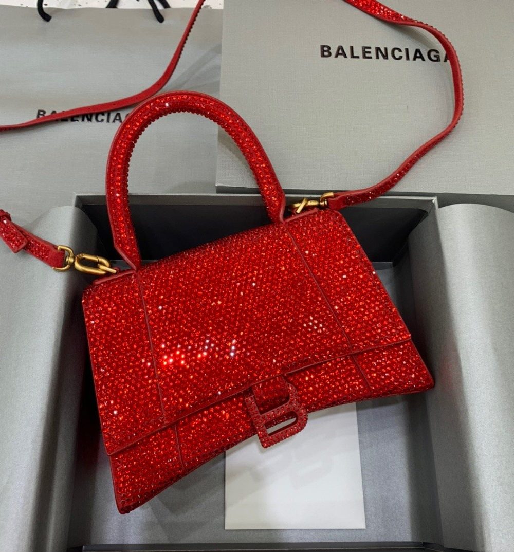 Balenciaga Hourglass Small Handbag In Red, For Women, Women's Bags 9in/23cm