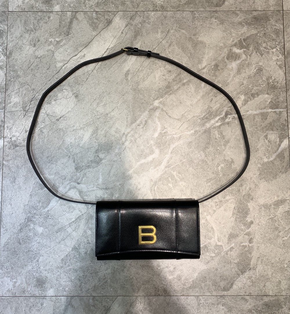Balenciaga Hourglass Wallet Bag In Black, For Women, Women's Bags 8in/20cm