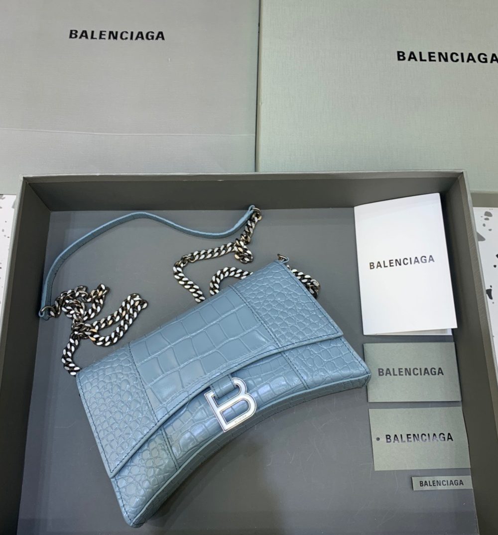 Balenciaga Hourglass Wallet On Chain in Blue, For Women, Women's Bags 9in/23cm