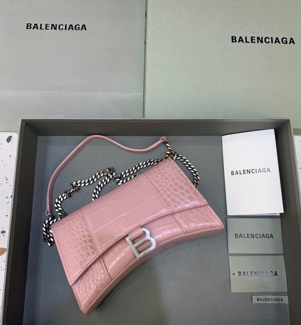 Balenciaga Hourglass Wallet On Chain in Light Pink, For Women, Women's Bags 9in/23cm