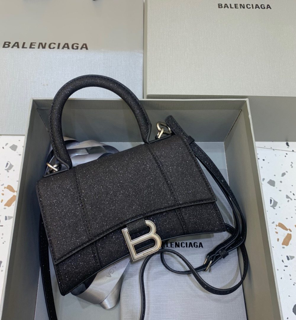 Balenciaga Hourglass XS Handbag In Black, For Women, Women's Bags 7.4in/19cm 5928332102G1000