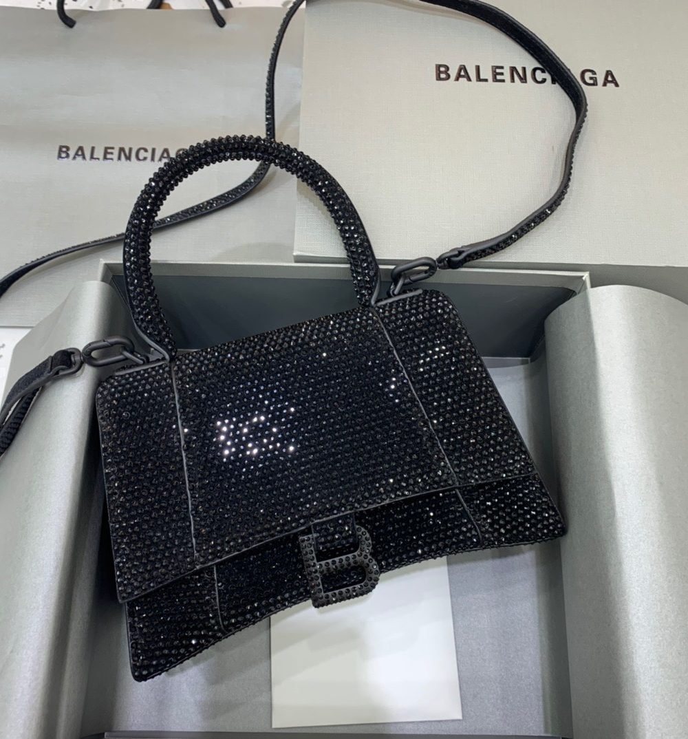 Balenciaga Hourglass XS Handbag In Black, For Women, Women's Bags 7.4in/19cm 59283328D071071